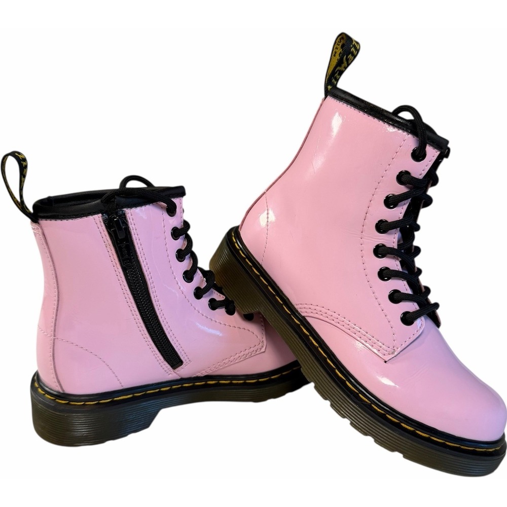 Doc Martens 1460 Pastel Baby Pink Patent Lace Up Combat Boots Girls Size 13